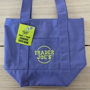 Trader Joe's Halloween Purple Canvas Mini Tote NWT